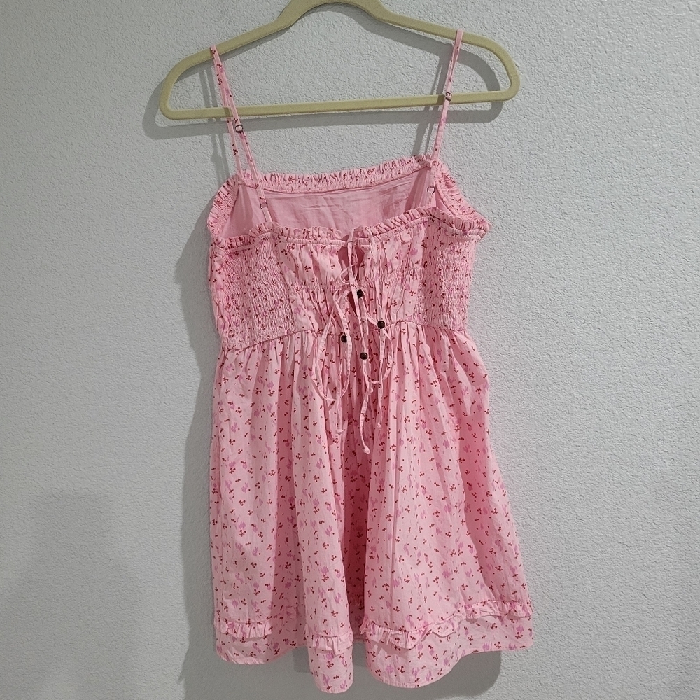 Free People Gabby Dress,  Cherry Print Mini A-Line Pink  So Cute!!! NWOT - Picture 6 of 10